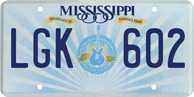 MS license plate LGK602