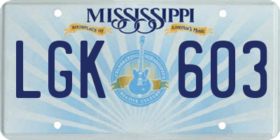 MS license plate LGK603