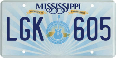 MS license plate LGK605