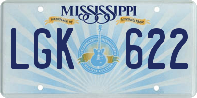 MS license plate LGK622