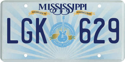 MS license plate LGK629