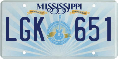 MS license plate LGK651