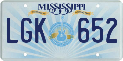 MS license plate LGK652