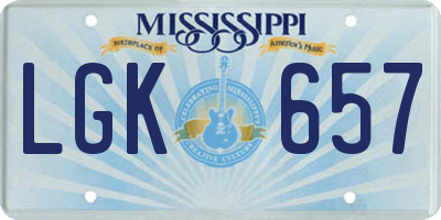 MS license plate LGK657