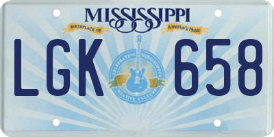 MS license plate LGK658