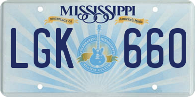 MS license plate LGK660