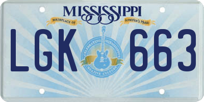 MS license plate LGK663