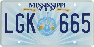 MS license plate LGK665