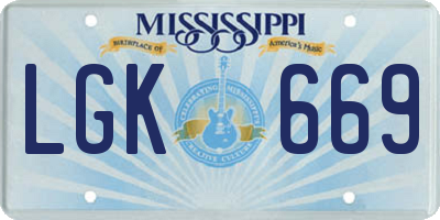 MS license plate LGK669