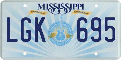 MS license plate LGK695