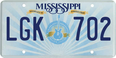 MS license plate LGK702