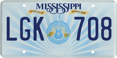 MS license plate LGK708