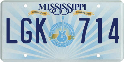 MS license plate LGK714