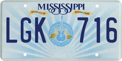 MS license plate LGK716