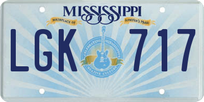 MS license plate LGK717