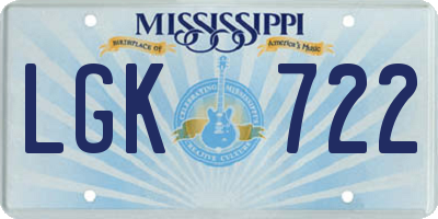 MS license plate LGK722