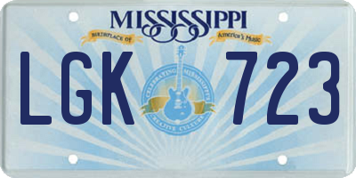 MS license plate LGK723