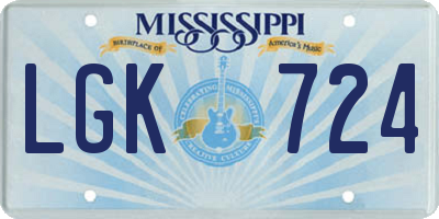 MS license plate LGK724