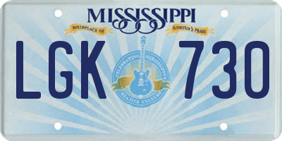 MS license plate LGK730