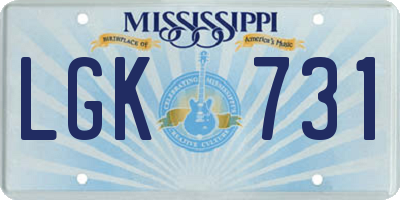 MS license plate LGK731