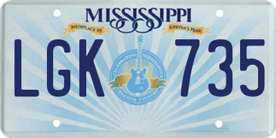 MS license plate LGK735