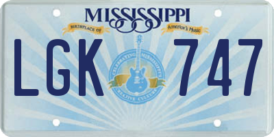 MS license plate LGK747