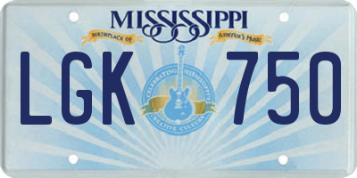 MS license plate LGK750