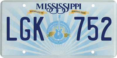 MS license plate LGK752