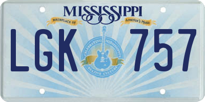 MS license plate LGK757