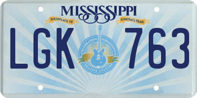 MS license plate LGK763