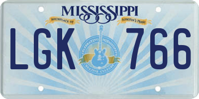 MS license plate LGK766