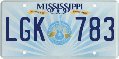 MS license plate LGK783