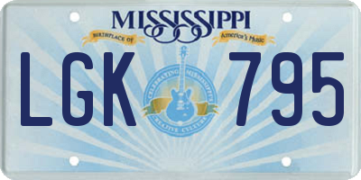 MS license plate LGK795