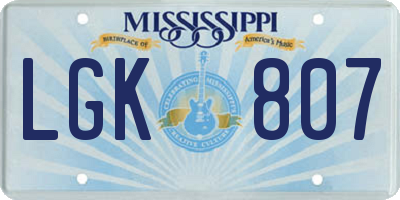 MS license plate LGK807