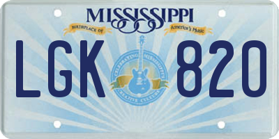 MS license plate LGK820