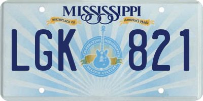 MS license plate LGK821
