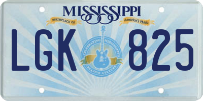 MS license plate LGK825