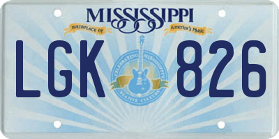 MS license plate LGK826
