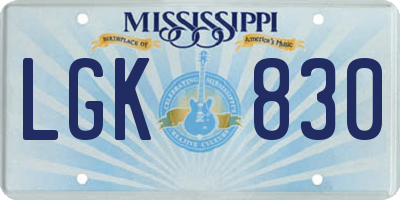 MS license plate LGK830
