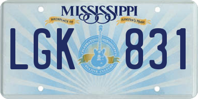 MS license plate LGK831