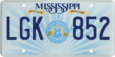 MS license plate LGK852