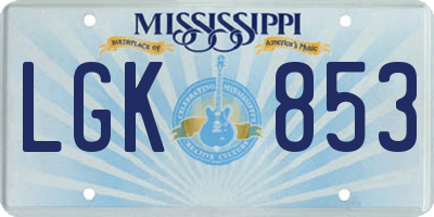 MS license plate LGK853