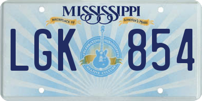 MS license plate LGK854