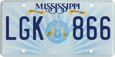MS license plate LGK866