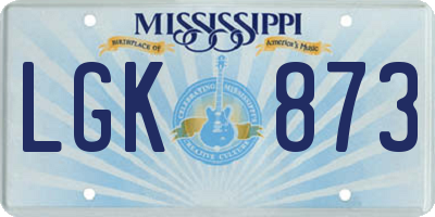 MS license plate LGK873