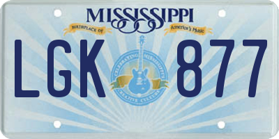 MS license plate LGK877