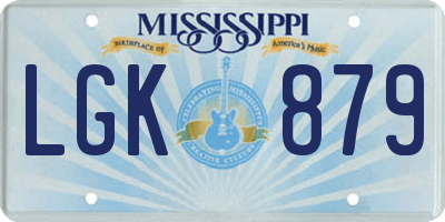 MS license plate LGK879