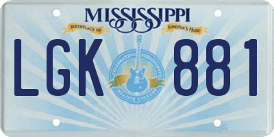 MS license plate LGK881