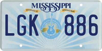 MS license plate LGK886