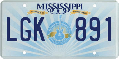 MS license plate LGK891